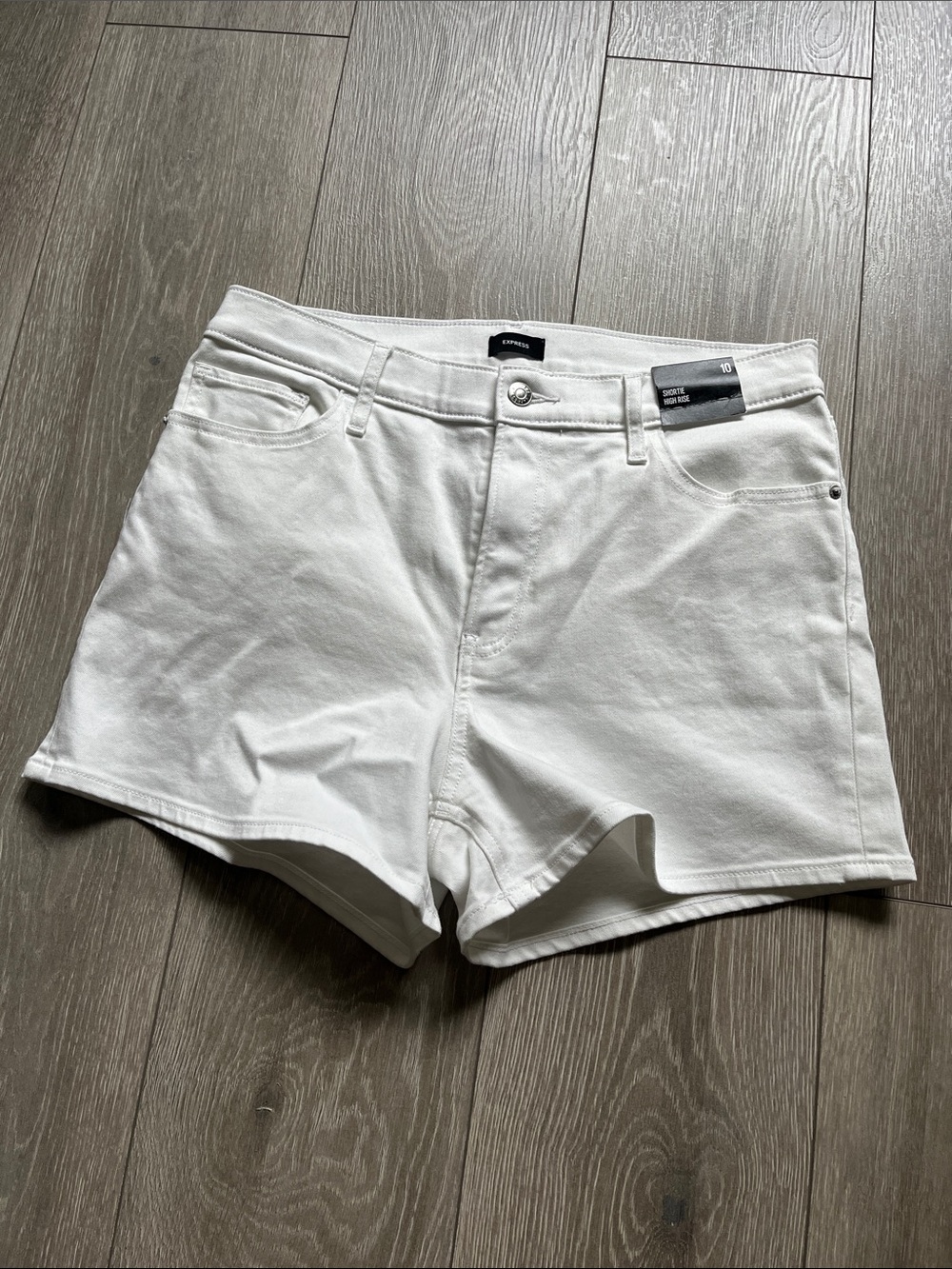 Express White High-Rise Denim Shorts